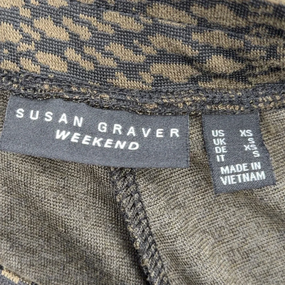 Susan Graver Weekend Wide Leg Pants Womens XS‎ Rayon Blend Snakeskin Olive Green